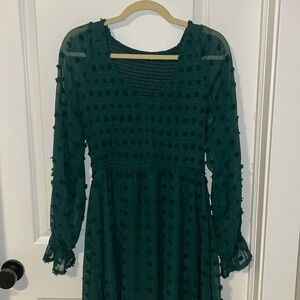 Green Smocked Ruffle Dress